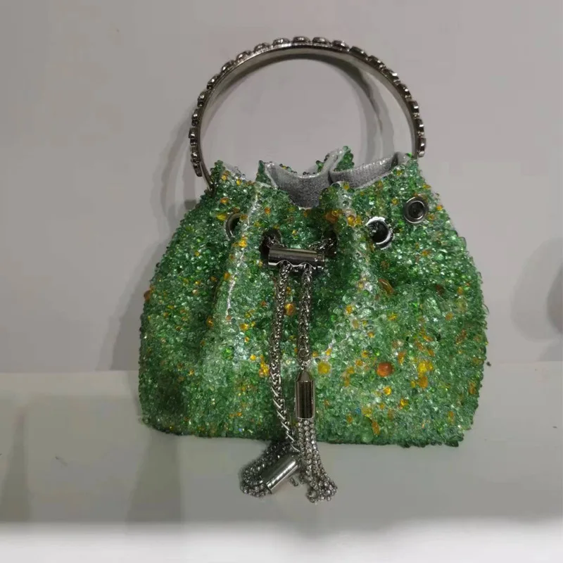 Роскошная дизайнерская вечерняя сумка с блестящим стразами и жемчугом модная