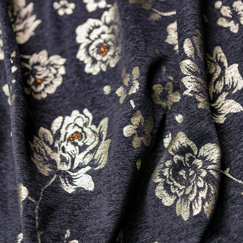 Фото Черный, золотой пион, жаккардовая ткань, пион, комплект Cheongsam, текстурированный теплый осенне-зимний комплект одежды, материал Fusion №2