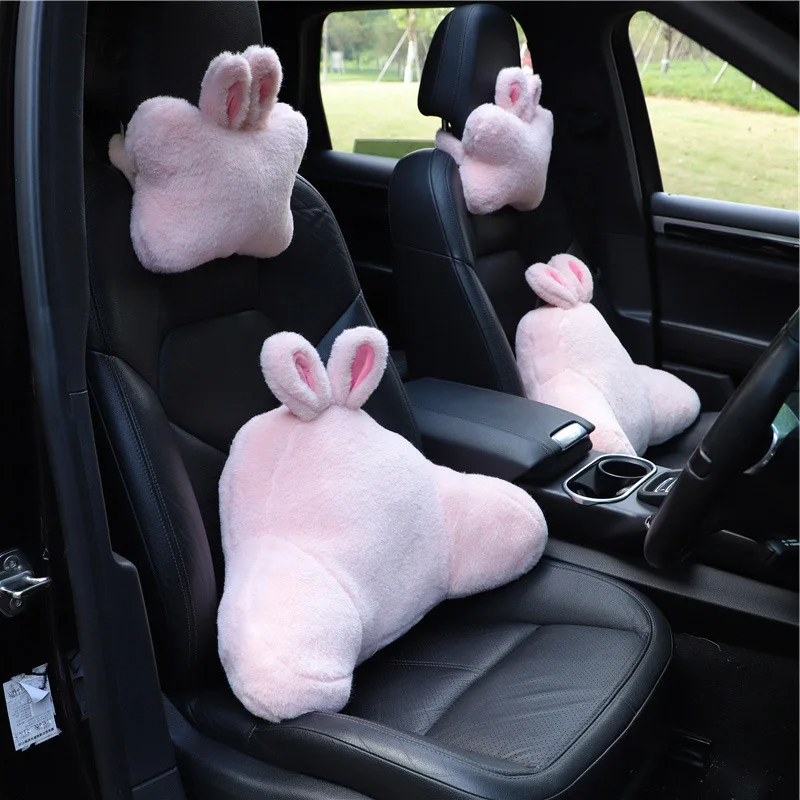 

Car Seat Headrest Pillow Plush Head Protector Cute Animal Travel Pillow Auto Cartoon Interior Accessories for Girls Women