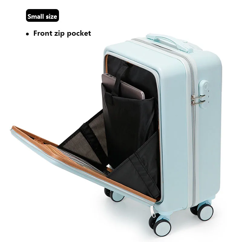 New Aluminum Frame Front Open Cover 20 Inch Trunk, High Appearance, Solid And Durable, Cardan Wheel Travel Leather Case