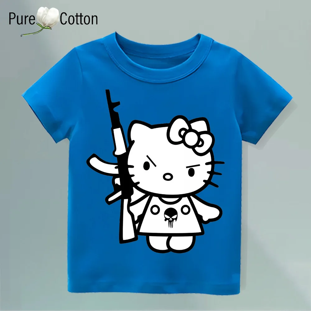 Совершенно Новый Детский Комплект С Короткими Рукавами И Рисунком Кота В Уличном