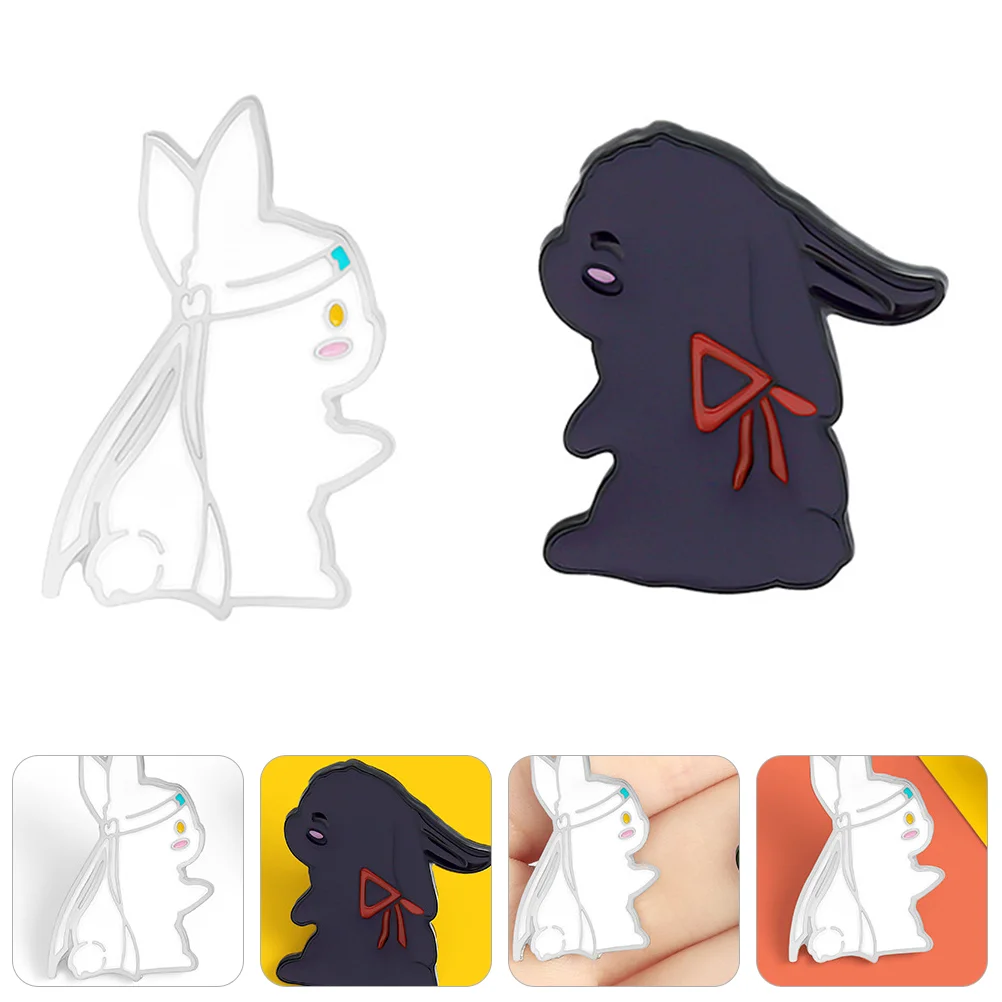 

2 Pcs Bunny Brooch Cartoon Badge Animal Breast Pin Clothing Accessory Rabbit Decor Alloy Decorative Material Fashionable Badges