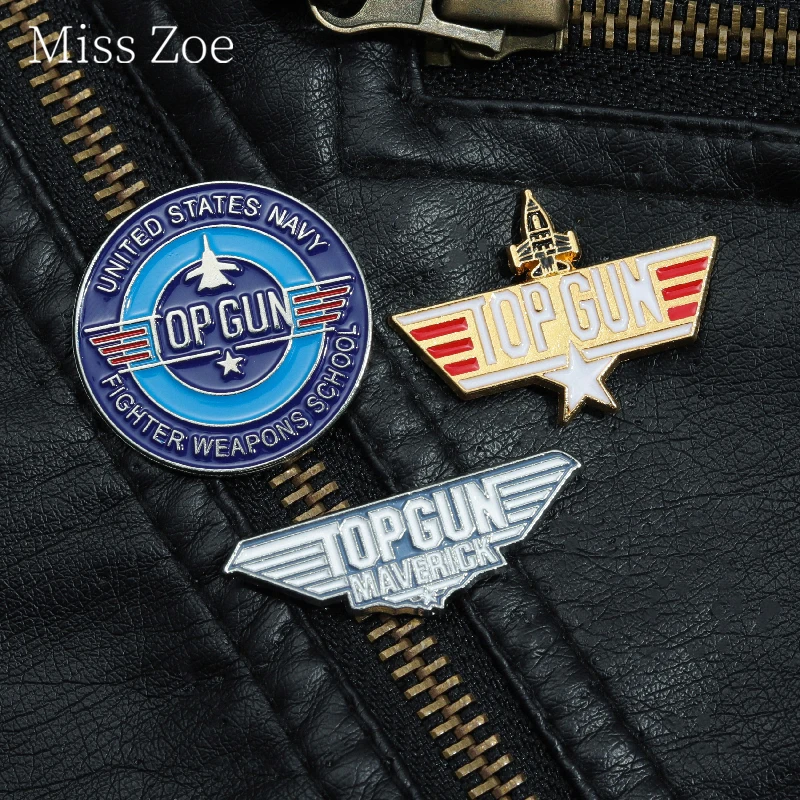 

Top Gun Aerocraft Enamel Pin Navy Air Fighter Weapon Logo Brooches Lapel Jacket Badges Jewelry For Military Enthusiasts
