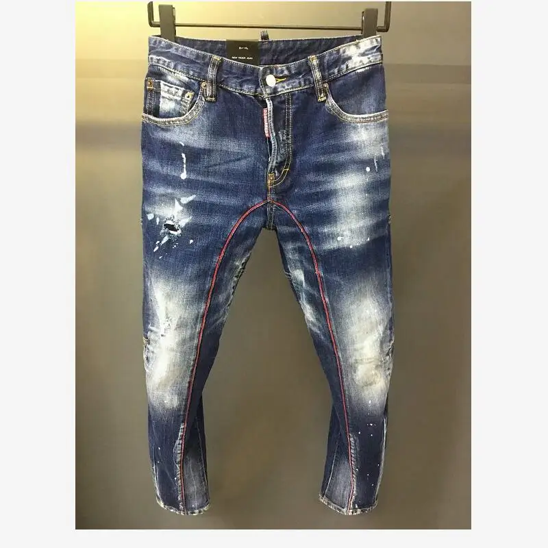 

Dsquared2 Women's/Men's Hole Local Do Old Scratched Spliced Ripped Fashion Pencil Pants Jeans A177#