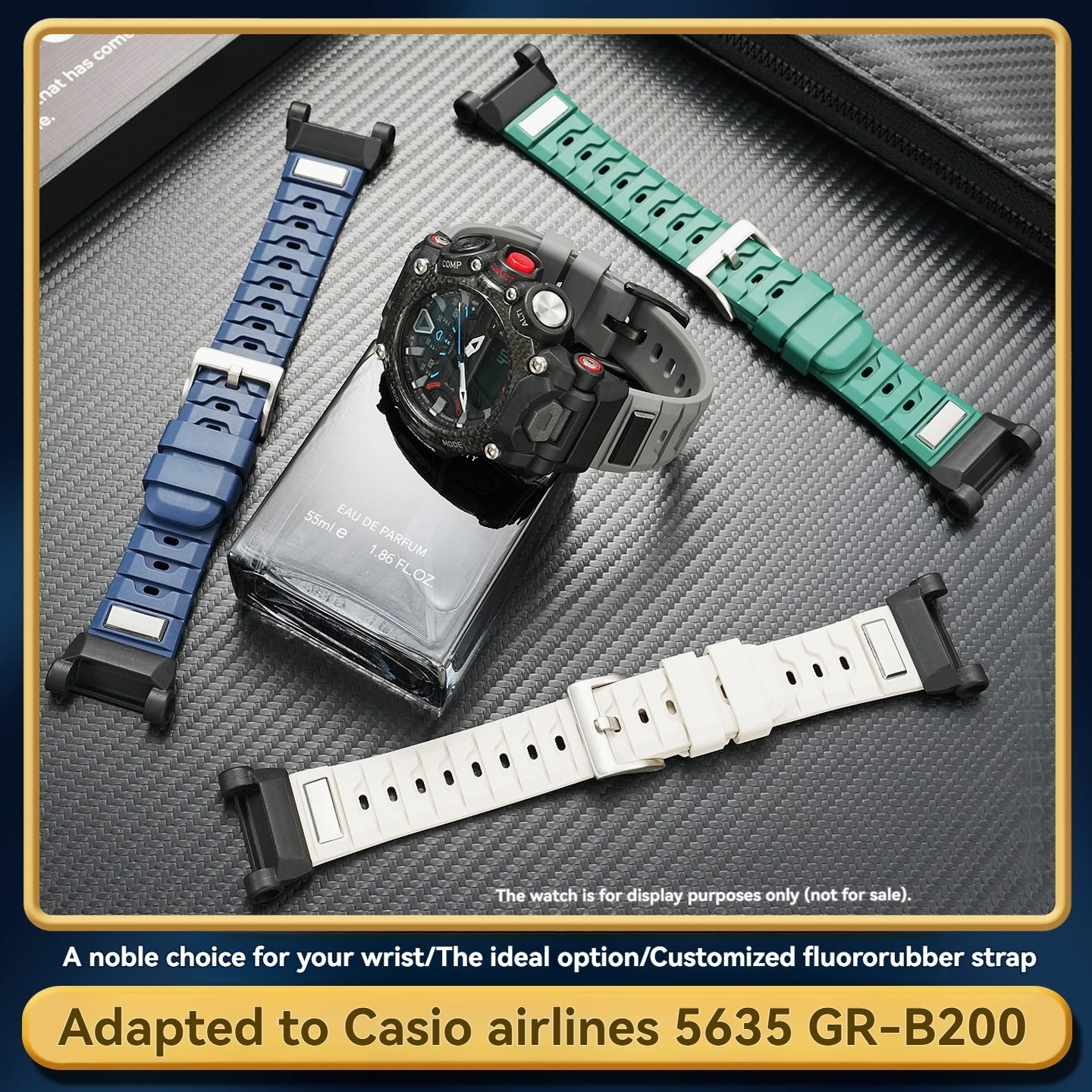 Фото Подходит для спортивных водонепроницаемых часов Casio G-SHOCK серии GR-B200 из модифицированной фторкаучуковой смолы с аксессуарами для мужчин. №1