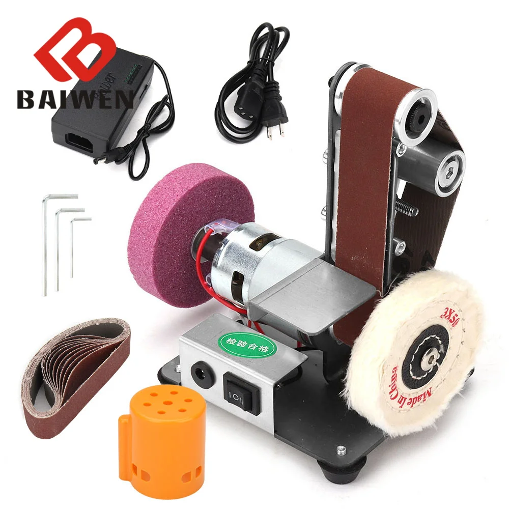 110V/220V Belt Sander Machine DIY Polishing Grinding Machine Cutter Edges Sharpener Multifunctional Grinder With 10pcs Belt