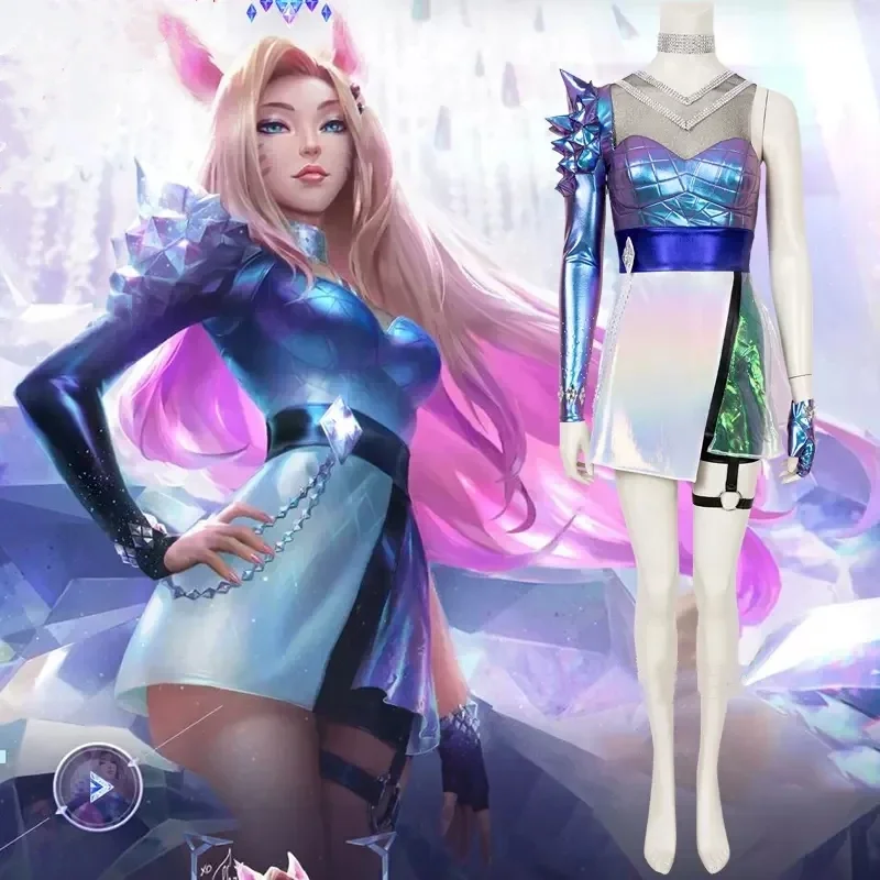 Косплей игры LOL KDA 2020 S10 финал Ahri Костюм Хэллоуин косплей K/DA универсальное платье