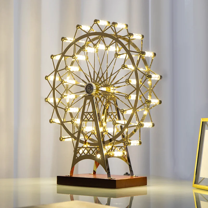 

Nordic Ferris Wheel Lamp Table USB Led Night Light Creative Home Decoration Bedroom Rotating Cool Valentine Day Birthday Gift