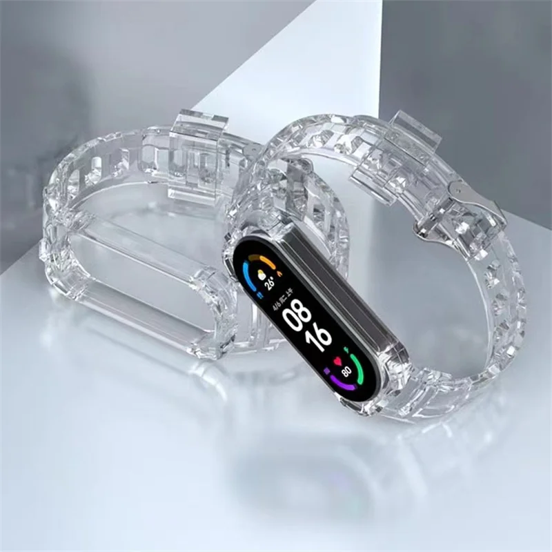 Мягкий ремешок для Xiaomi Mi Band 7 прозрачный силиконовый mi band 6 5 4 3 NFC универсальный