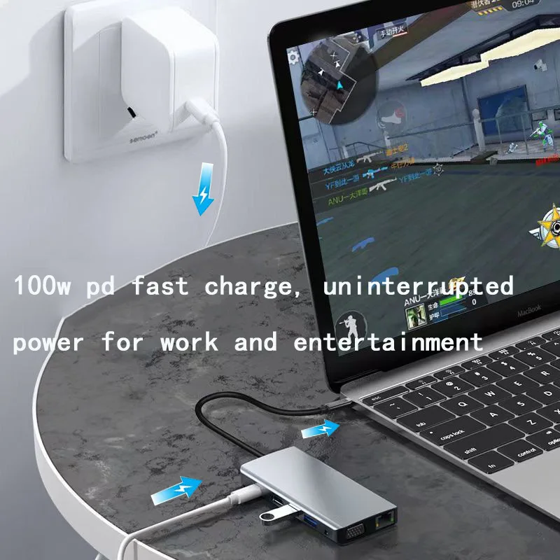 USB-концентратор Тип C адаптер к 4K HDMI VGA RJ45 Lan Ethernet SD/TF-хаб 3 5 мм док-станция с 12