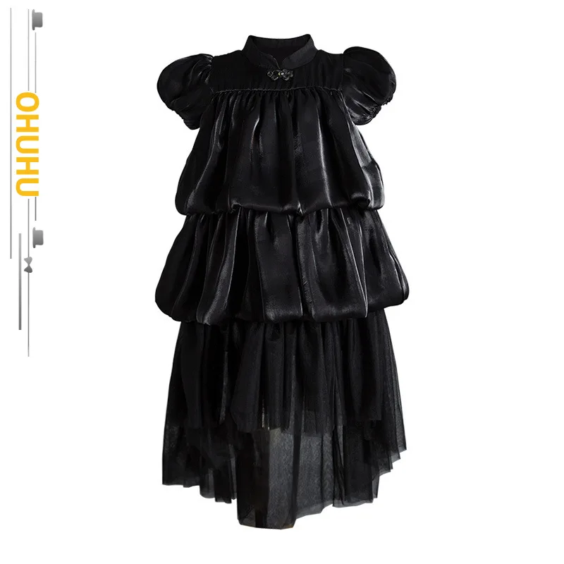 

2022 New Party Princess Dress Girls' Solid Color Lolita Dress Fashion Multi-layer Mesh Splicing Skirt for Birthday Party 33001#