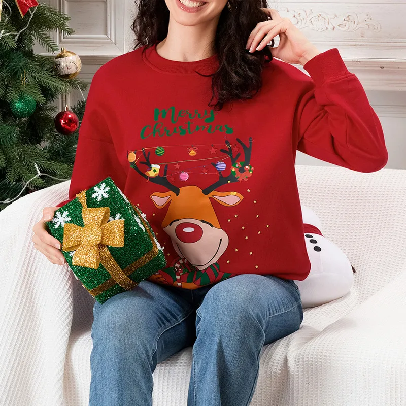 WPNAKS Рождественский женский свитшот осенне-зимняя одежда свободный повседневный