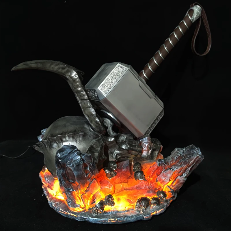 

60cm Marvel Thor Hammer Defeated Fire Giant Surtur LED light mjolnir show base model toy cosplay collection gift room decoration