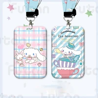 anime cartoon card sleeve sanrio cinnamoroll kawaii cute pendant campus student bus card protect cover keychain toy girls