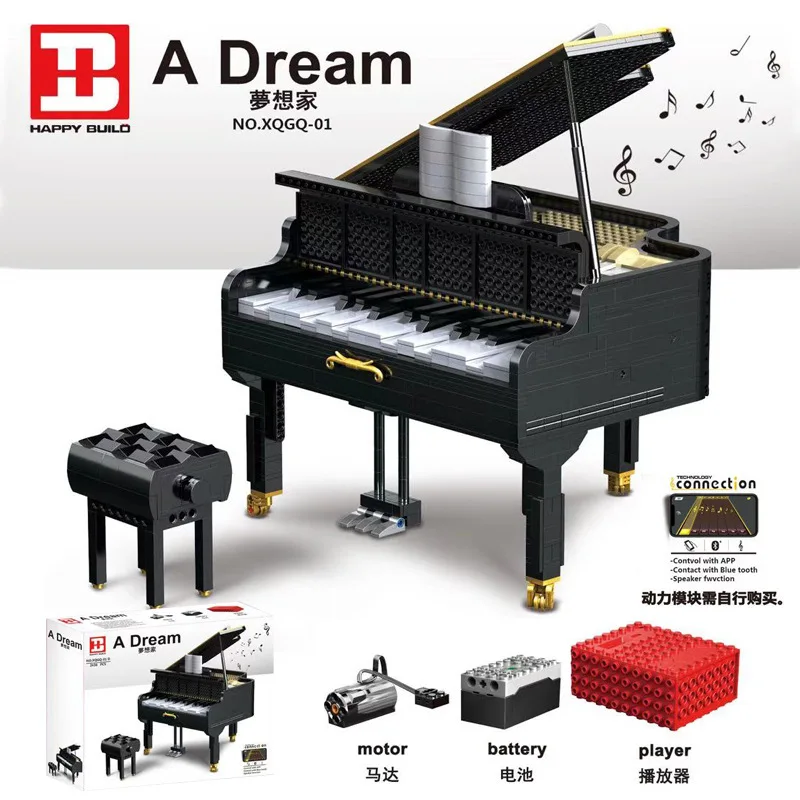 

Creative APP Control Playable Grand Piano Set Bluetooth Speaker Assembly Model Building Blocks Bricks Kids Toy Christmas Gifts