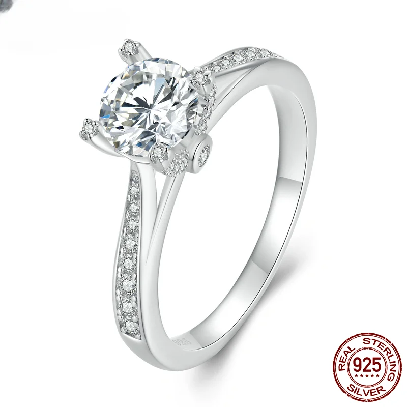 

Bamoer 1.0CT Moissanite Ring 925 Sterling Silver Ring for Women Engagement Anniversary Fine Jewelry Gift MSR026