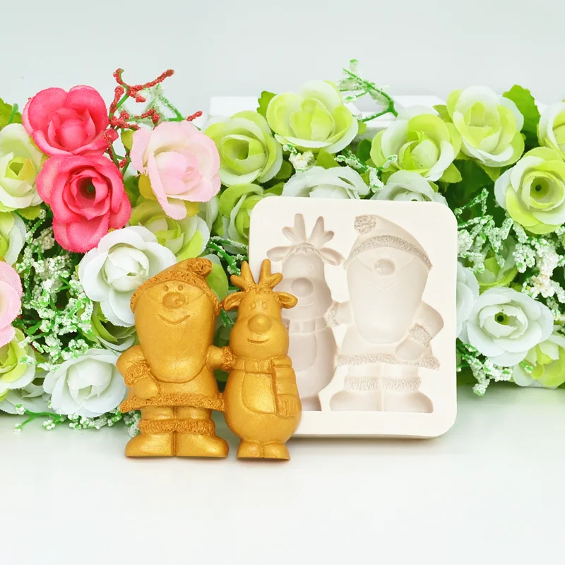 

Silicone Mould Cartoon Santa Deer Christmas Cake Decorating Tool Resin Santa Claus Fondant Cake Molds For Diy Baking Sugar Paste