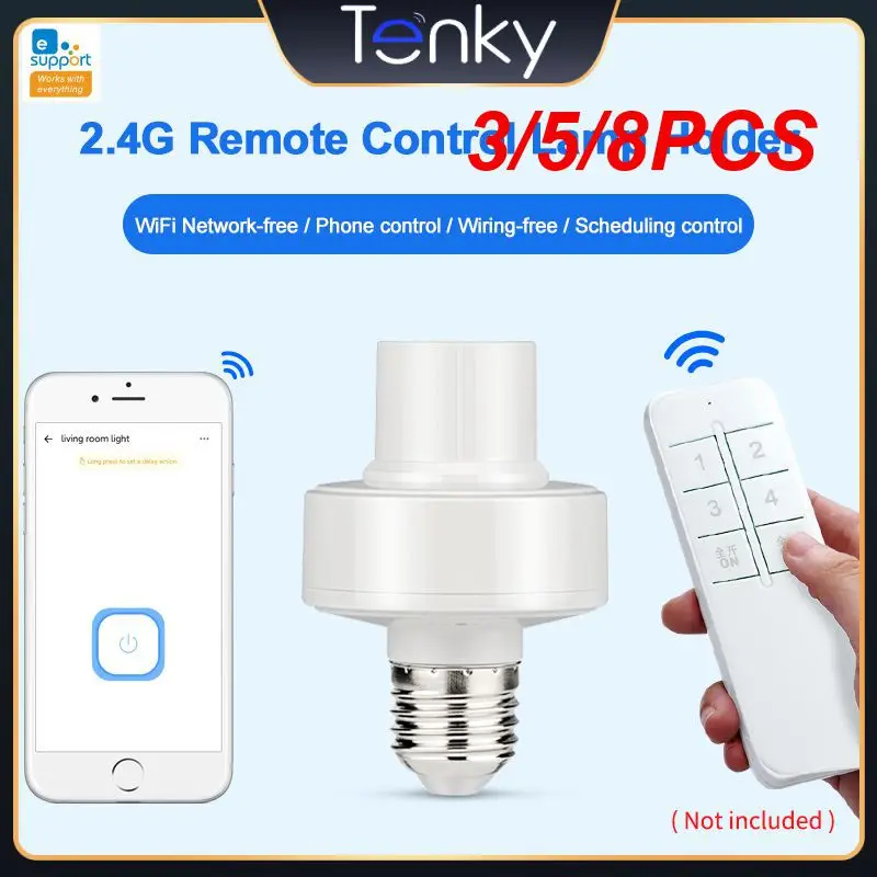 

3/5/8PCS Led Lamp Holder Base Smart Light Socket Wireless Remote Control E27 Lamp Holder Smart Device White