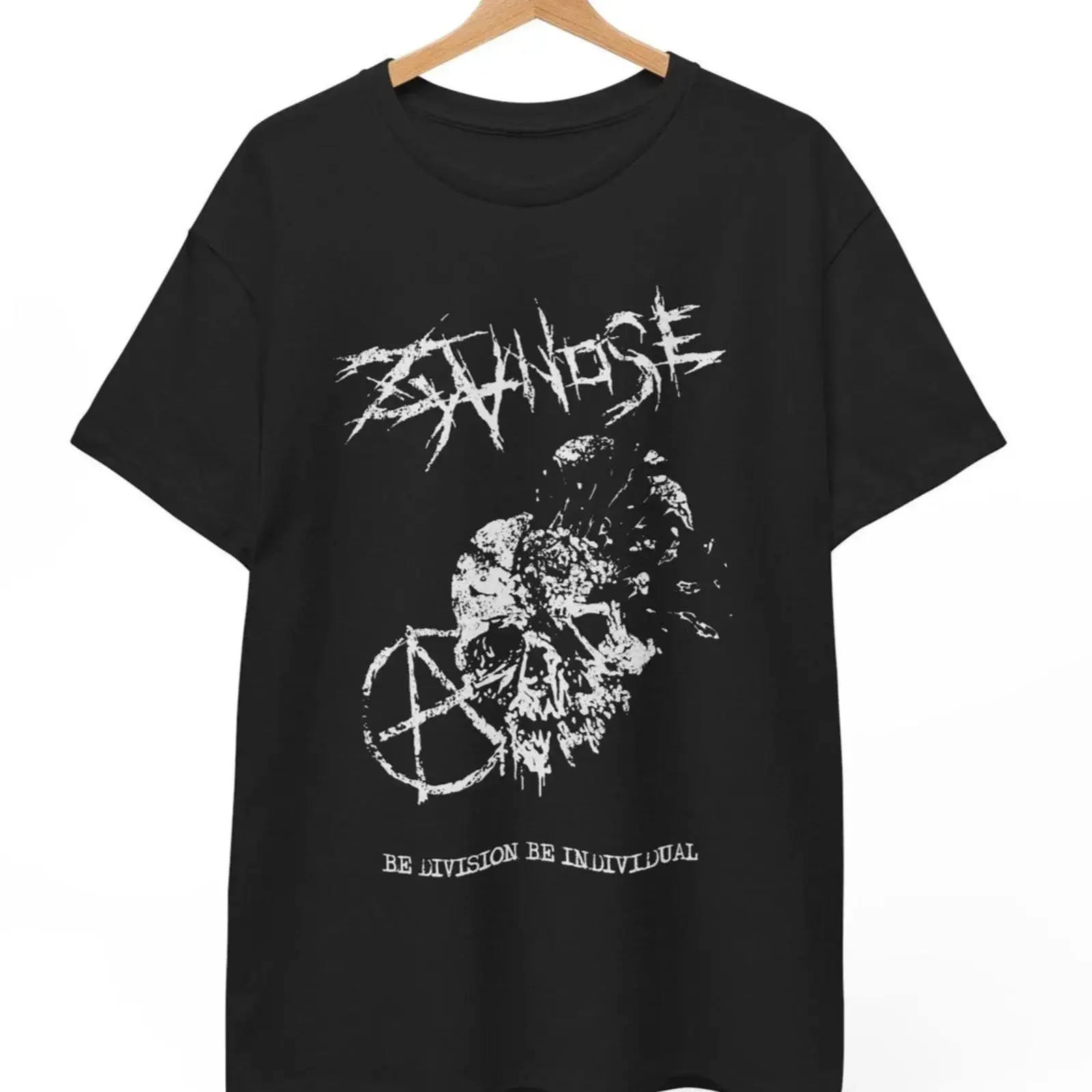 Фото Футболка ZYANOSE 'Be Division' в стиле Crust Punk Noise, японский хардкор-мерч, размеры S-5XL, винтажная, с эффектом потертости, универсальная, слегка эластичная №1