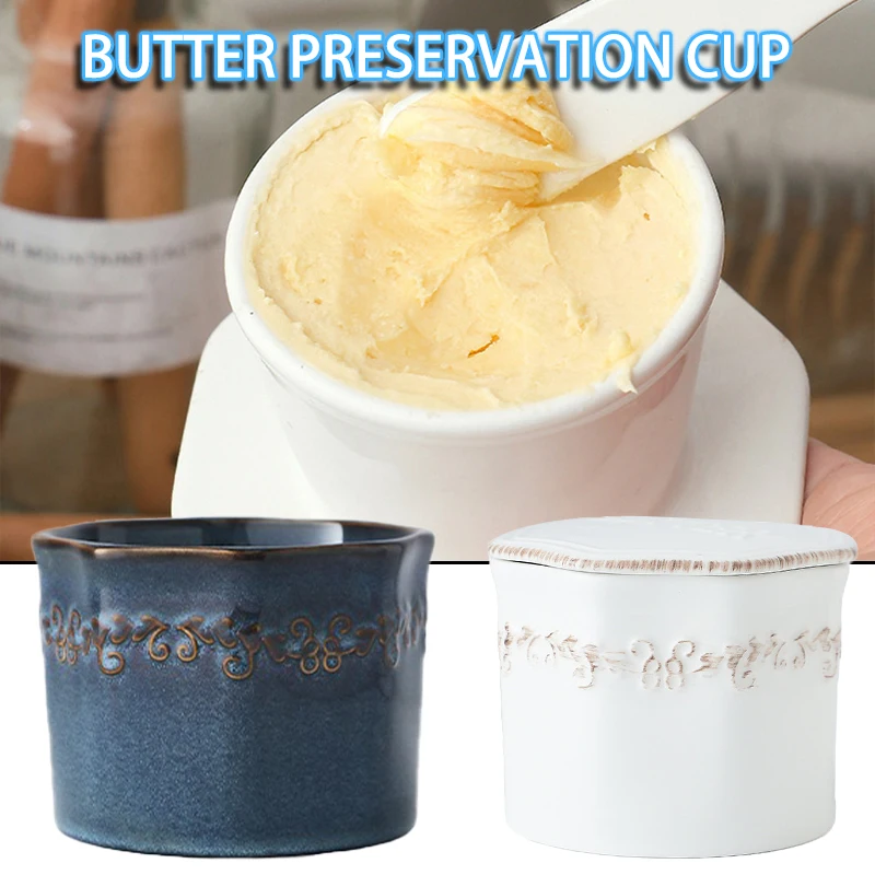 

Butter Dish With Lid For Countertop Ceramic Butter Keeper Farmhouse Style Butter Keeper Butter Crock Cylindrical Cheese Box