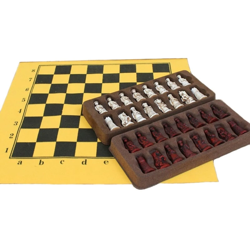 

2022 New Antique Board Game Chess Small Leather Chess Board Qingbing Lifelike Chess Piece