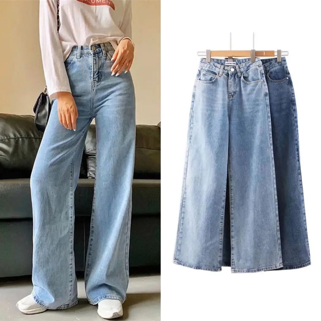 

2023 Jeans Woman Vintage Wide Leg Pants Woman Boyfriends Women's Blue Jean Pantalon Full Length Mom Jeans Denim Trousers Female