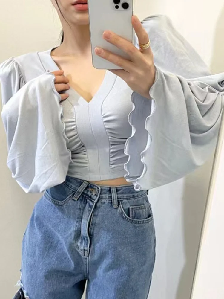 Кроп-топы Woherb Y2k модные плиссированные футболки однотонные облегающие пикантные