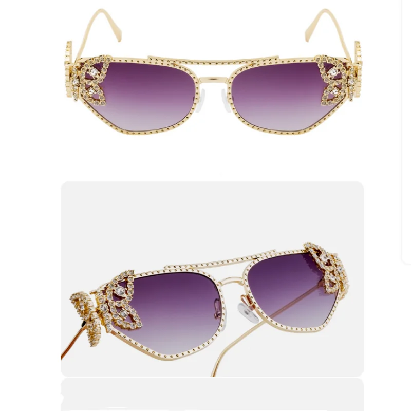 Женские солнцезащитные очки кошачий глаз с бабочкой и кристаллами 2021 роскошные