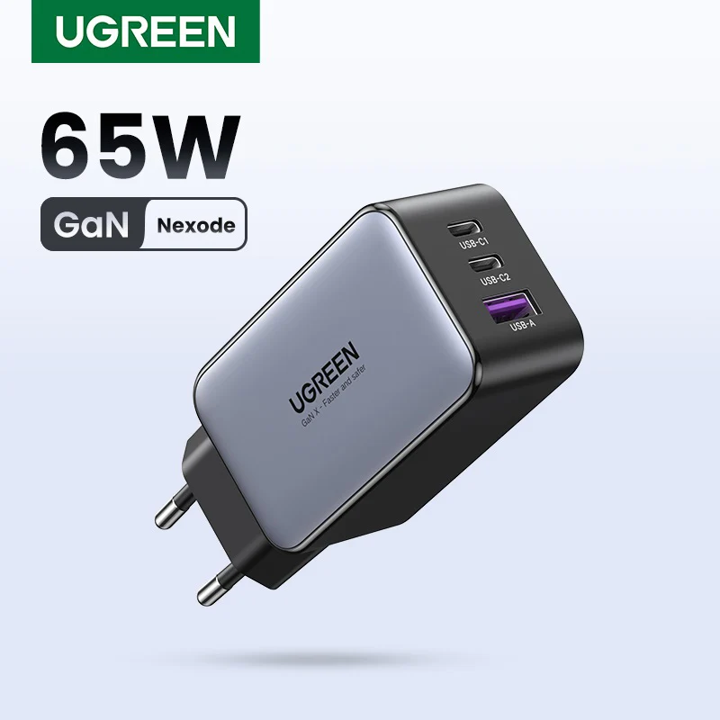 Устройство зарядное сетевое Ugreen, USB Type-C, 65 Вт, Quick Charge 4,0, 3,0 PD
