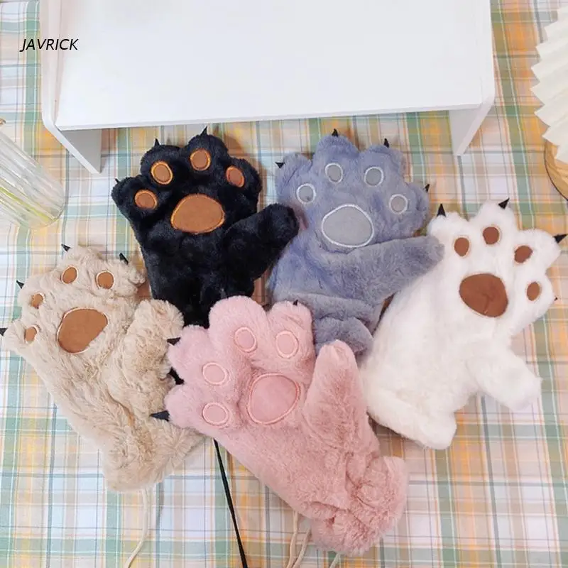 

Bear Paw Costume Gloves Cute Fluffy Bear Paw Gloves Party Dressup Winter Plush Bear Paw Mittens Halloween Cosplay Gloves