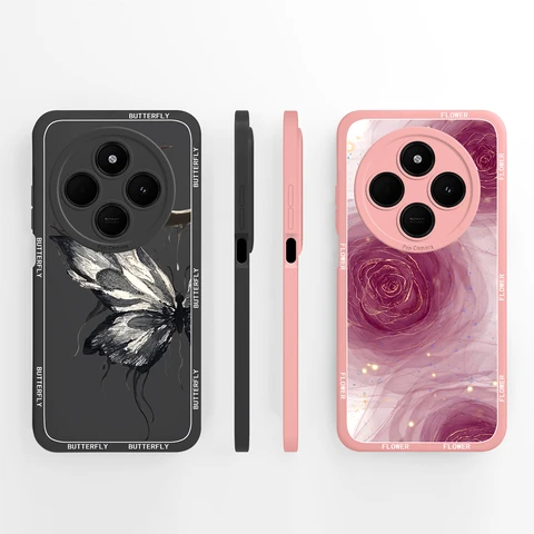 Чехол для телефона POCO C75 с милым сердечком и котом, мягкая жидкая силиконовая задняя крышка для Xiaomi Poco C 75, полная защита от падения, чехол