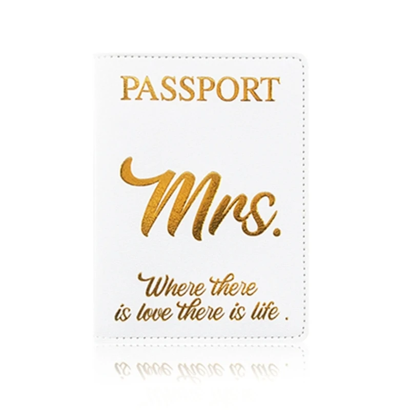 

Mr Mrs PU Leather Passport Case Holder Luggage Tag Travel Credit Card Protector Wedding Gift for Women Men Lover Couple