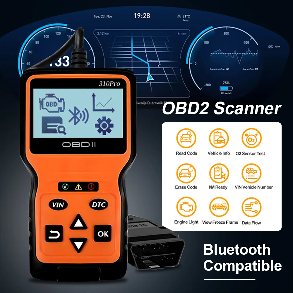 

2023 Upgrade V310Pro Bluetooth OBD2 Scanner with LCD Display Car Fault Code Reader Diagnostic for all OBDII Vehicles since 1996