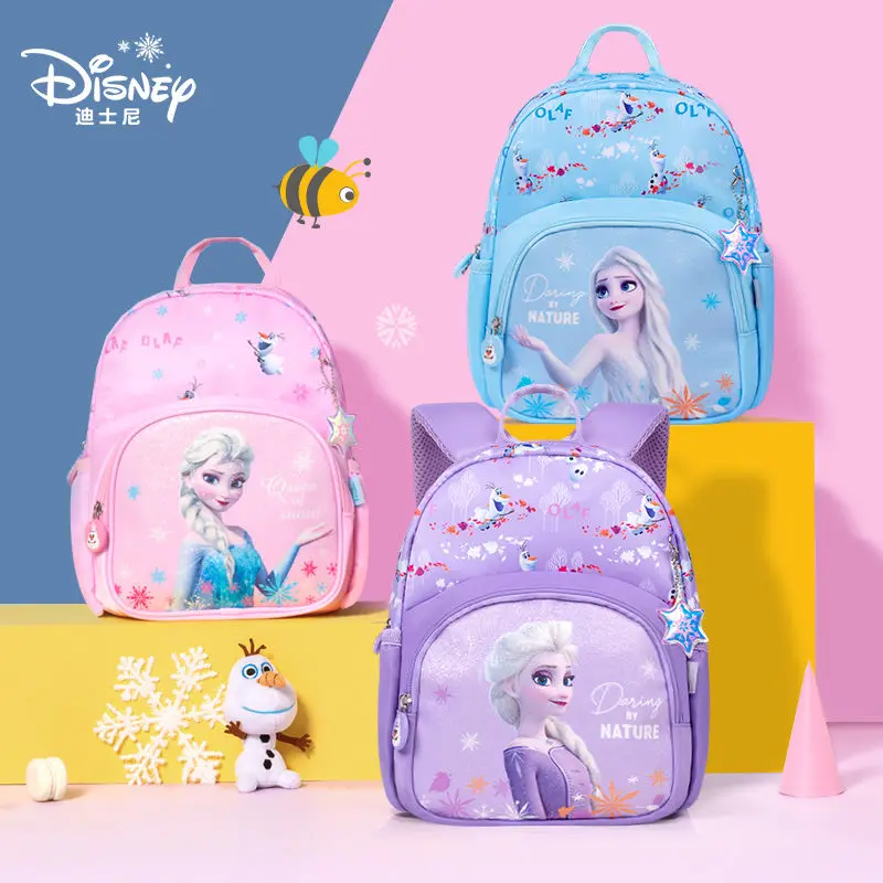 Disney kindergarten schoolbag female ins backpack children's large class preschool lovely snow princess Aisha Backpack