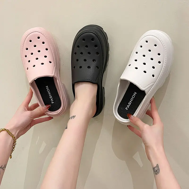 

Women Sandals Hole Shoes Girl Beach Shoes EVA Light Sandals Home Slippers Outdoor 2023 Summer Wading Sneaker Non-slip Shoes Q45