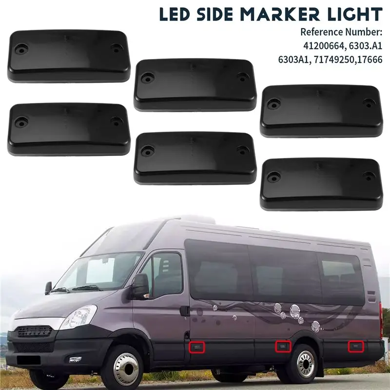 Фото Редкий 6X дымчатый светодиодный боковой габаритный фонарь для Fiat Ducato Citroen Iveco Daily DAF №2