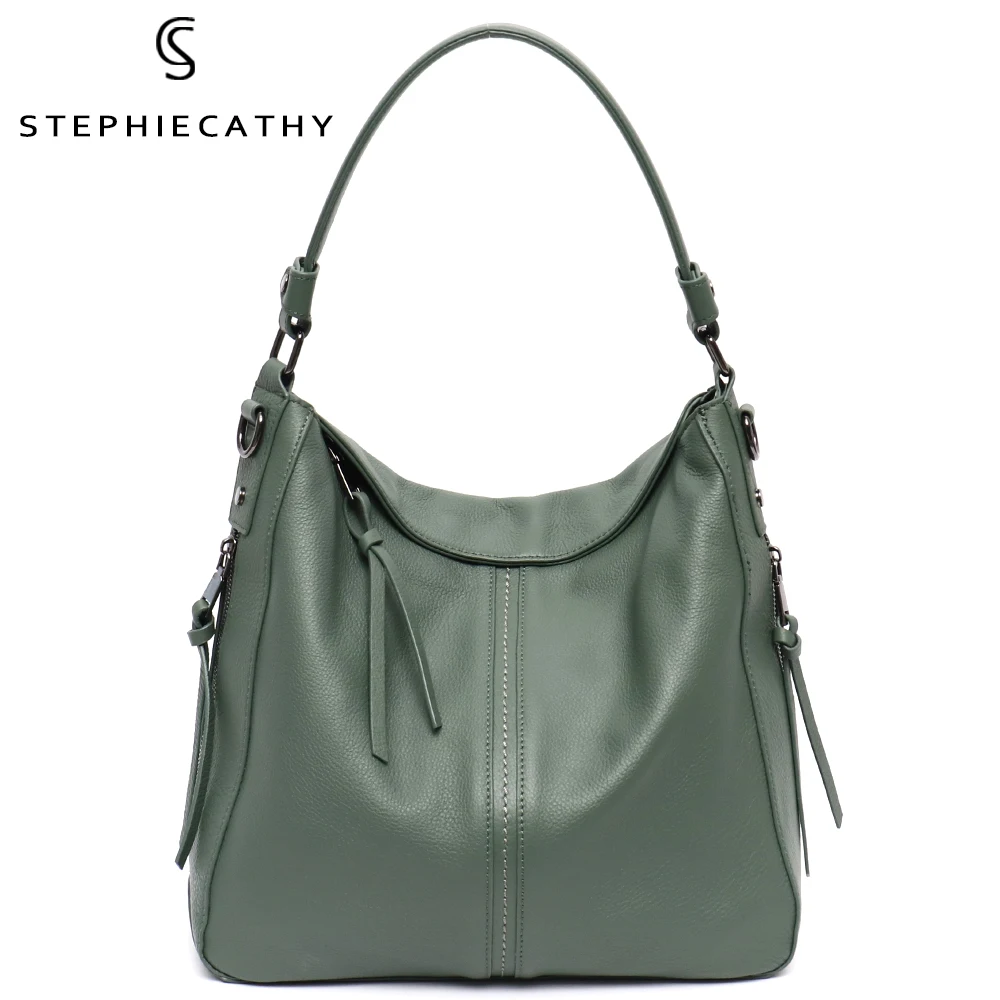 

SC сумка-хобо из натуральной коровьей кожи с широкими ручками через плечо, сумки через плечо для повседневной работы, большая вместительность, мягкая