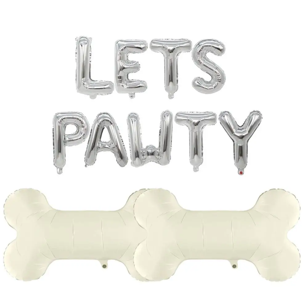 

Silver Lets Party Balloons Dog Party Decorations Foil 18x30Inch Letter Banner 16Inch Letter Foil Balloons Pet