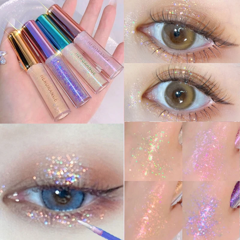 

Новинка, блестящие тени для век, 4 цвета, телесный металлический цвет, тени для век, макияж, Быстросохнущий пигмент, алмазные блестящие тени д...