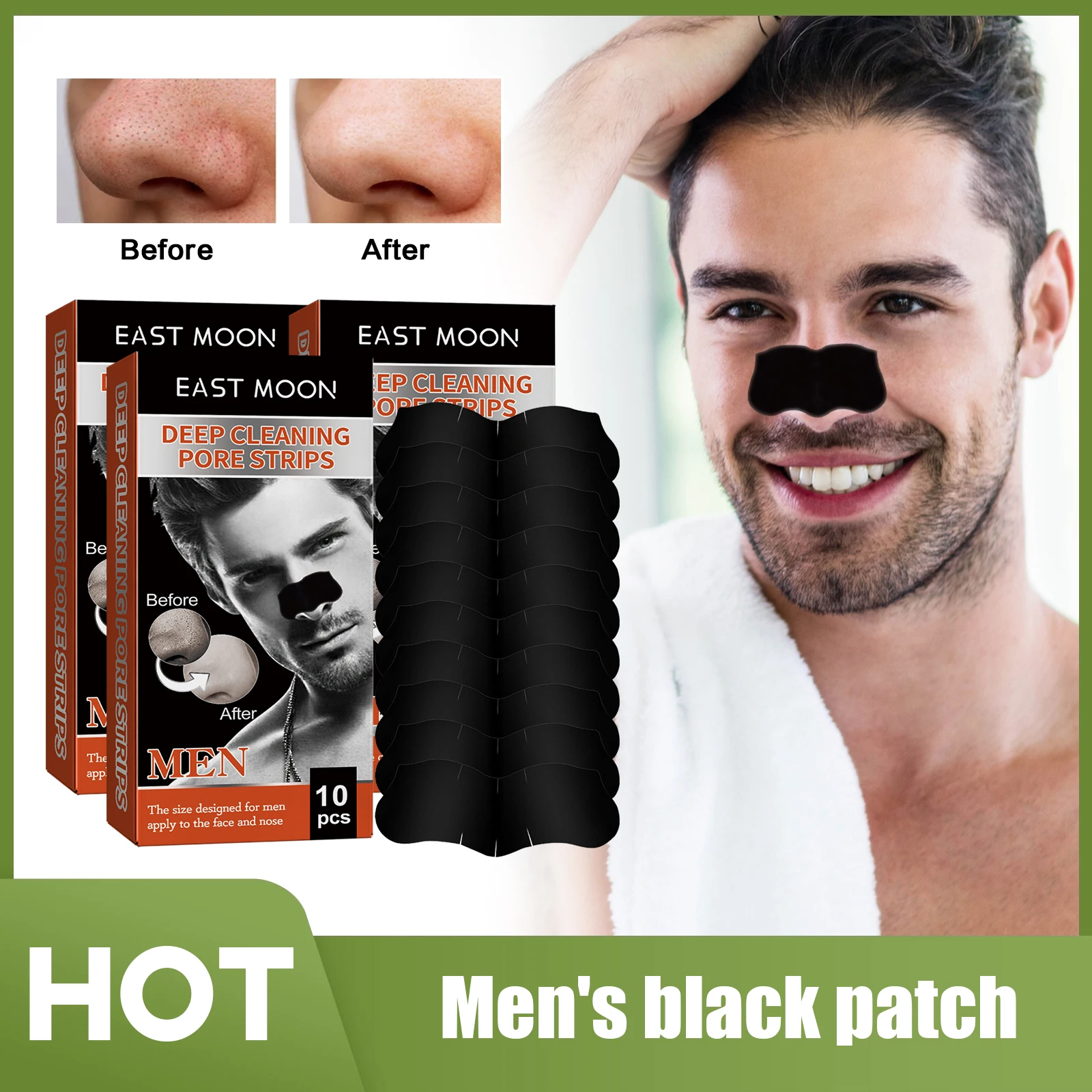 

Men Blackhead Removal Patch Deep Cleansing Firming Pores Shrinking Oil Control Reduce Pimple Treatment Black Dots Remover Strips