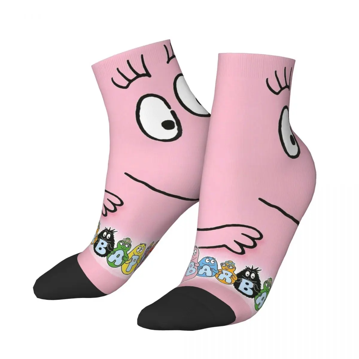 

Funny Les Barbapapa Family Basketball Short Socks Parent Child Animation Polyester Crew Socks for Unisex Breathable