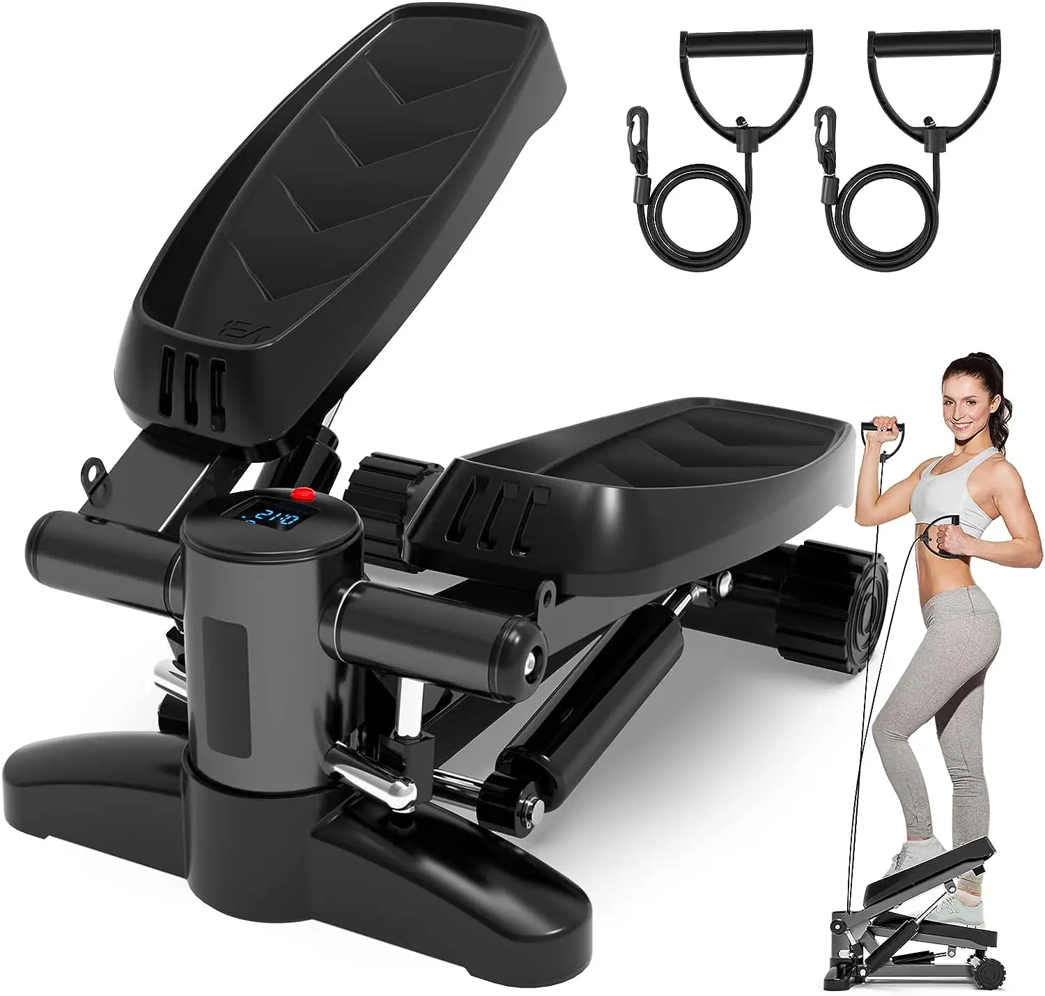 

for Exercise, Mini Stepper Machine with Resistance Bands & Calories Count, Stair Steppers for Exercise 330 lbs Weight Capaci