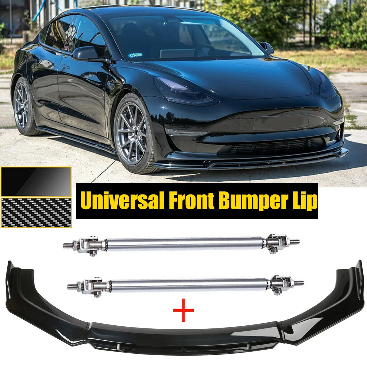 

Универсальный сплиттер для переднего бампера и спойлера Tesla Model 3 2016-2022 + 15 см стойки опорные стержни комплект кузова защита автомобильные ак...