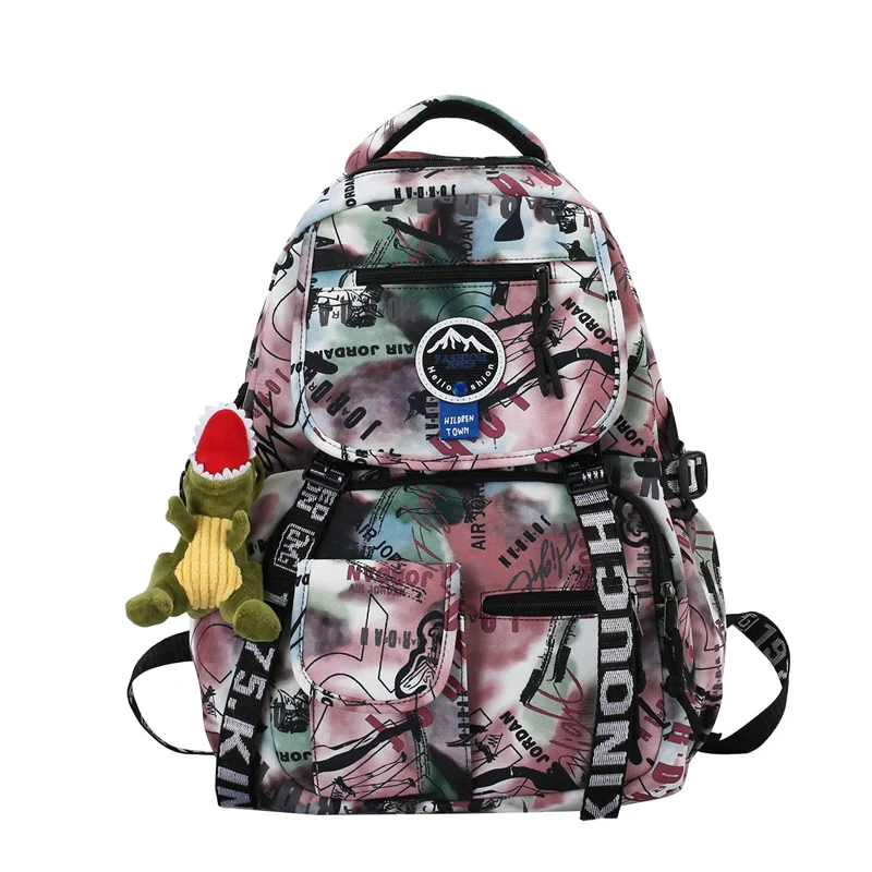 

Вместительная сумка для компьютера для мужчин и женщин, Модный трендовый портфель с граффити для учеников младшей и старшей школы, 2023