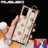 luxury square genuine leather case for samsung galaxy s22 s21 s20 ultra s10 plus s21 fe s20 fe soft back wristband cover girls