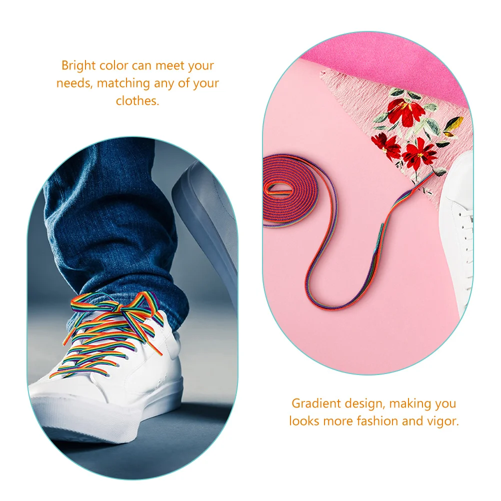 Flat Shoes Laces Shoelaces Sneakers Fashion Shoelaces Athletic Shoe Laces Rainbow Gradient Laces Shoelace Rope Round Boot Laces