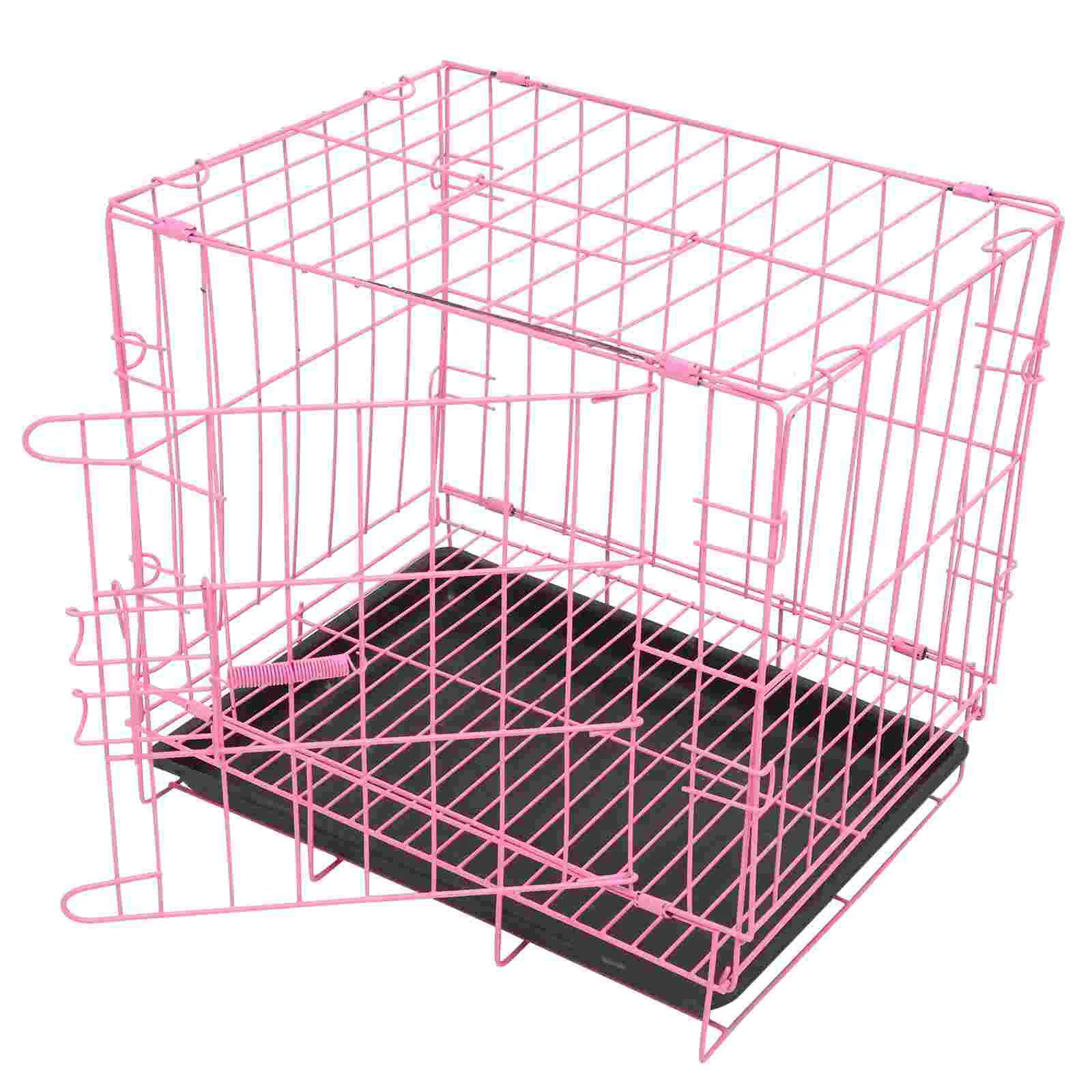 

Outdoor Dog Cage Folding With Toilet Dog Cage Poodle Small And Medium Dog Cat Cage Rabbit Cage Pet Cage(Pink)