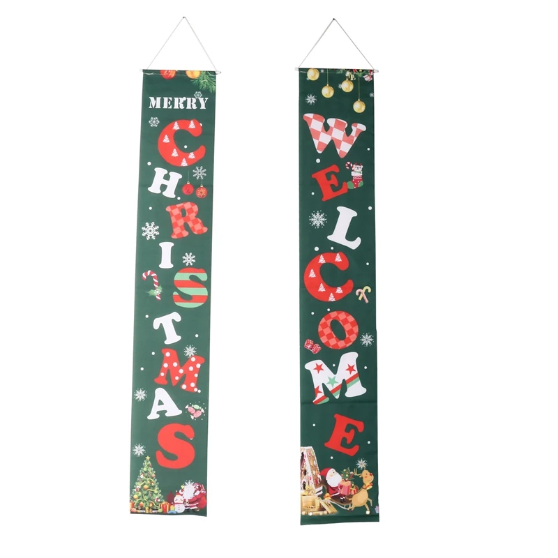 

LBER Merry Christmas Banner Christmas Door Decorations Merry Christmas Sign For Outdoor Indoor Porch Wall Hanging Banner