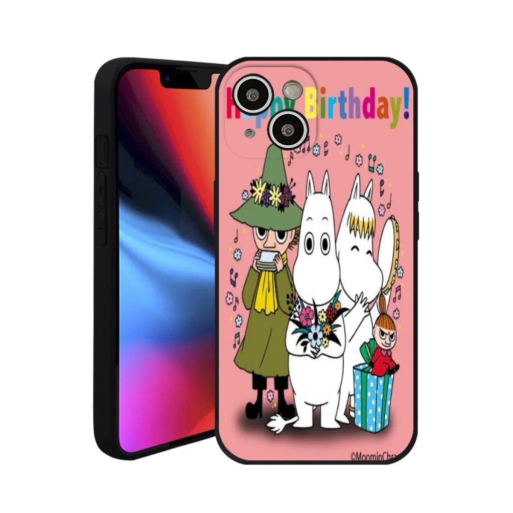 Милый чехол для телефона с рисунком M-MOOMIN в стиле аниме iPhone 15 Pro Max Plus мягкий