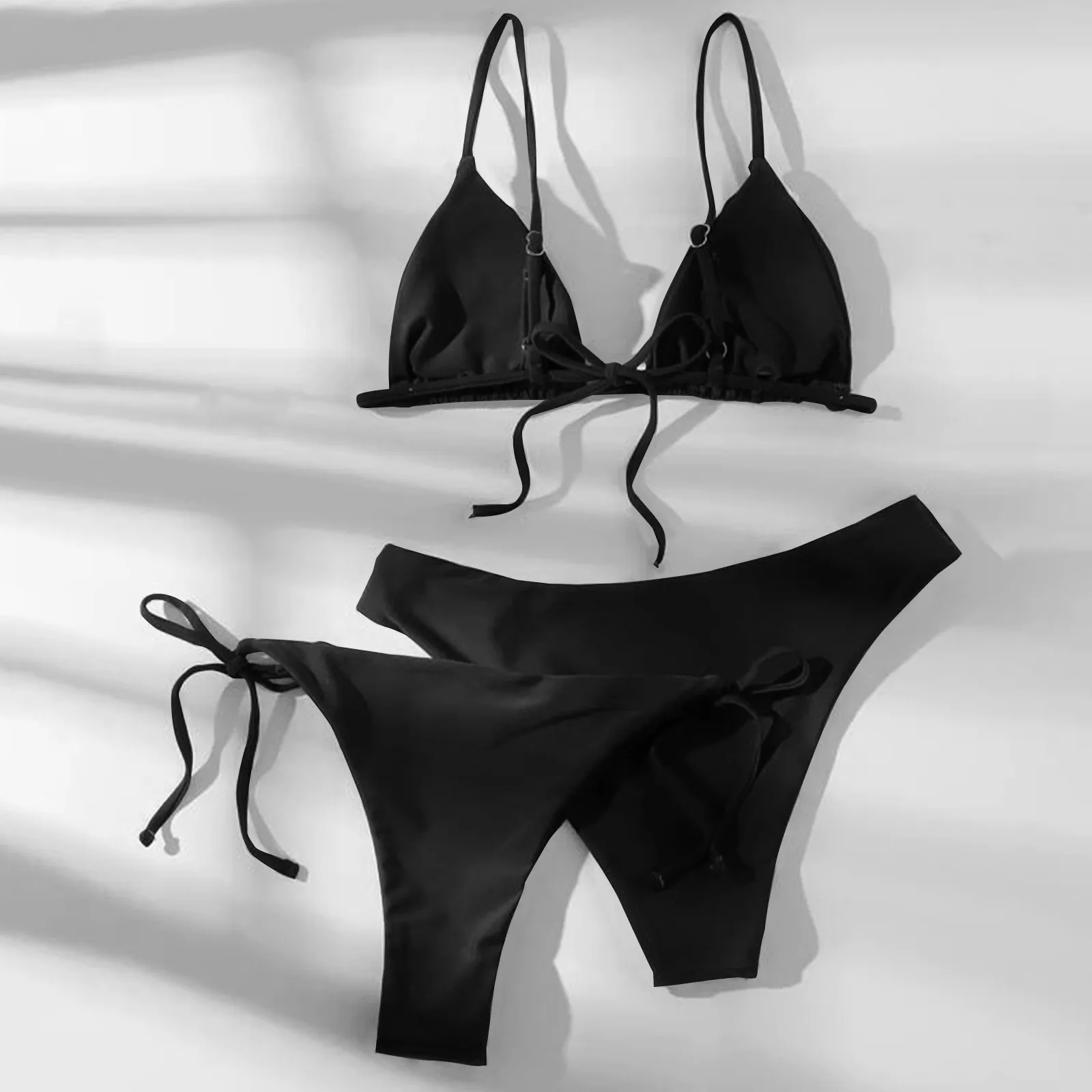 

2022 New Halter Triangle Micro Swimsuit Brazilian Bikini Set Women Sexy 3pc Side Tie Hot Tankini Push Up Bathing Suit Купальник